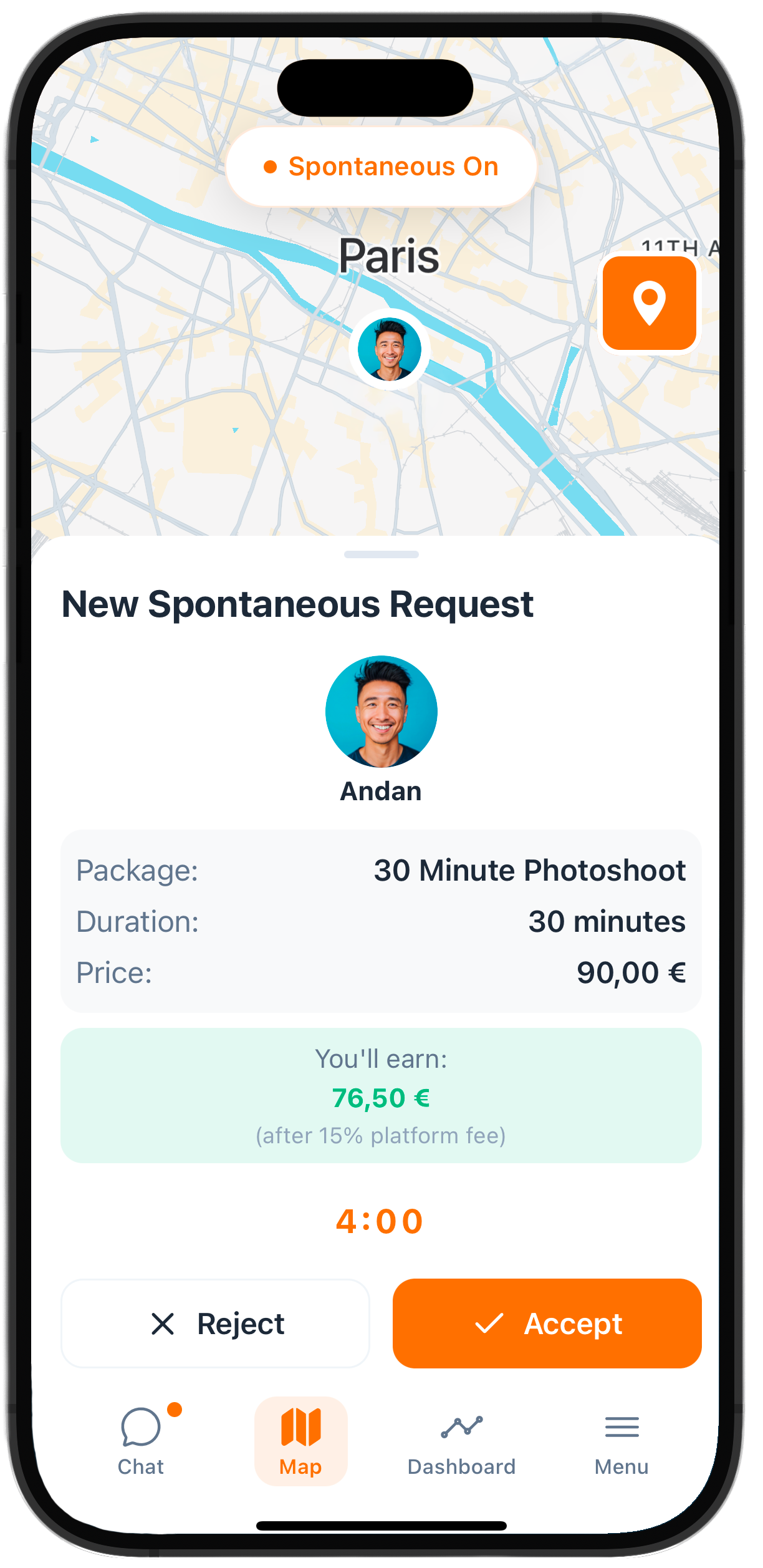 Incoming spontaneous request on Pocketclick